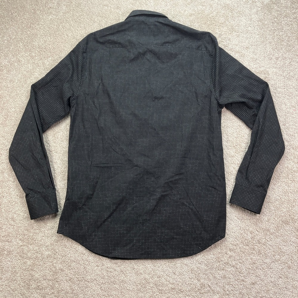 NEW Emporio Armani Mens M Button Down Shirt Black Micro Fancy $345 NWT - Picture 3 of 12